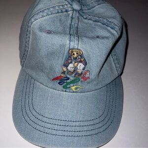 Polo Ralph Lauren Denim Polo Bear Paintbrush Baseball Cap Hat Adult Blue